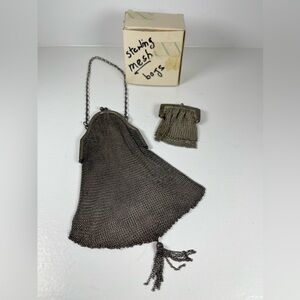 1900-1920s sterling mesh metal evening purse/opera purse-antique-vintage-clasp‎